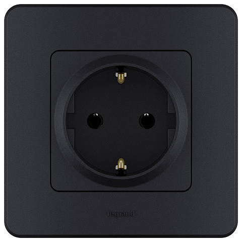 Legrand INSPIRIA Антрацит Розетка 2К+З - немецкий стандарт - 16 А - 250 В