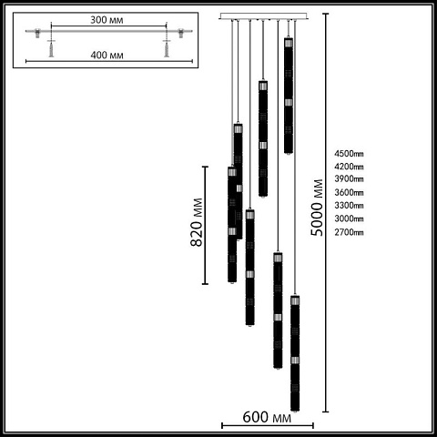 Каскадная люстра Odeon Light 5455/210L
