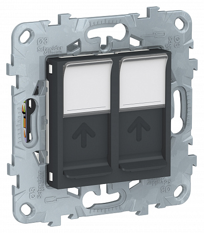 Schneider Electric Unica New Антрацит Розетка компьютерная, RJ45, двойная, кат. 6 UTP