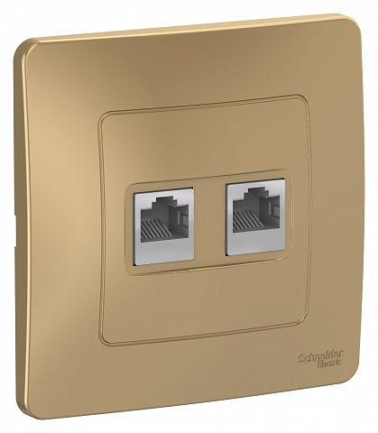 Systeme Electric Blanca внутр Титан Розетка 2-ая КОМП/ТЛФ, RJ45+RJ11