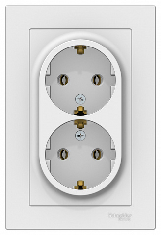 Systeme Electric AtlasDesign Лотос Розетка двойная с/з, 16А, в сборе