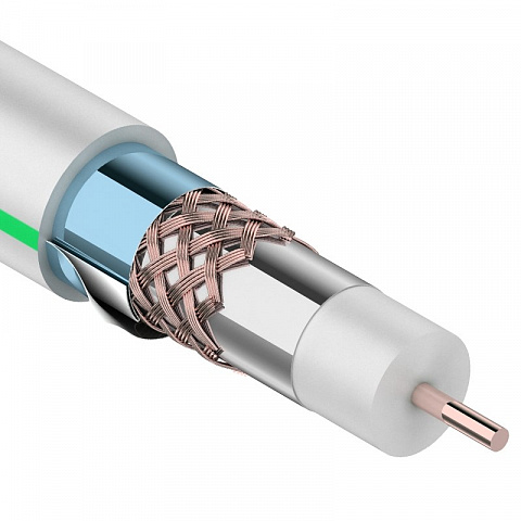 Кабель коаксиальный RG-6U+CU, (75%), 75 Ом, (бух100) белый, (тройной экран), "MASTER" Rexant
