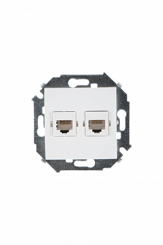 Simon 15 Белая Розетка компьютерная 2-ая RJ45 кат.5е