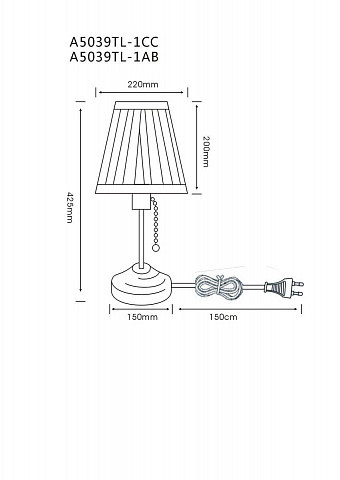Настольная лампа ARTE Lamp A5039TL-1CC