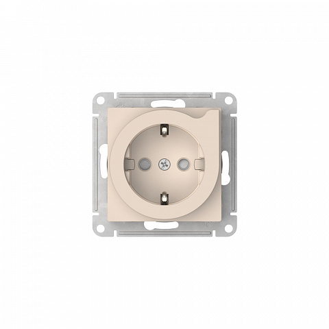 Systeme Electric AtlasDesign Бежевый Розетка с заземлением со шторками с выталк., 16А,мех., быстрозажим. клем.