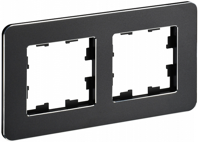 IEK BRITE DECOR Черный металл. скругл.угол Рамка 2-м РУ-2-1-Бр RE