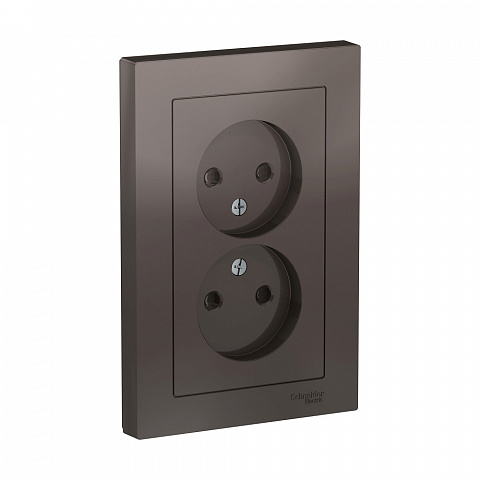 Systeme Electric AtlasDesign Мокко Розетка б/з двойная, со шторками,16А, в сборе