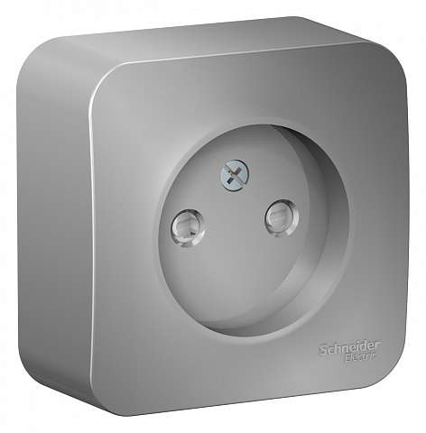 Systeme Electric Blanca наруж Алюминий Розетка б/з со шторками 16А, 250В, изолир. пластина