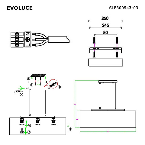Подвесная люстра Evoluce Brescia SLE300543-03