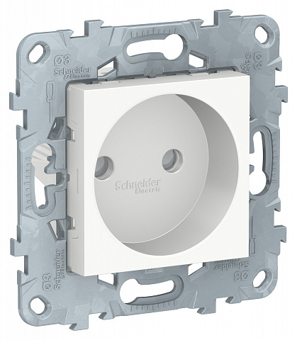Schneider Electric Unica New Бел Розетка б/з со шторками, винт. зажим, 16А, 250В