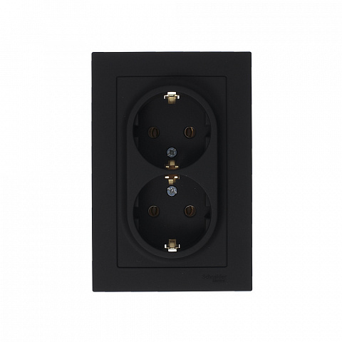Systeme Electric AtlasDesign Карбон Розетка с/з двойная, 16А, в сборе