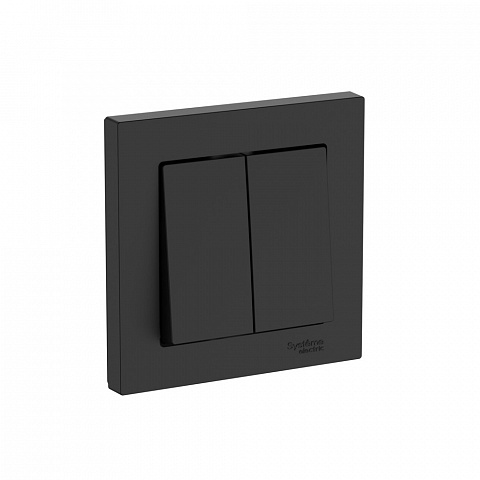 Systeme Electric AtlasDesign Карбон Выключатель 2-клавишный, сх.5, 10АХ, в сборе, быстрозажим. клем.