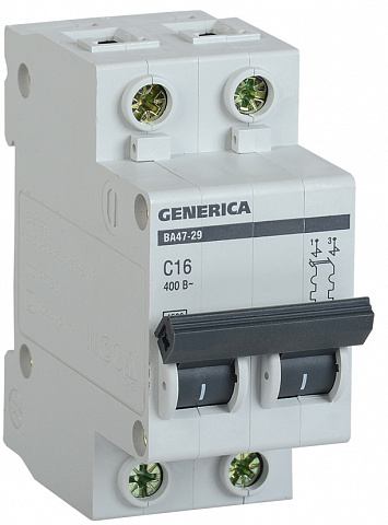 IEK GENERICA Авт. выкл. ВА47-29 2Р 10А 4,5кА х-ка С