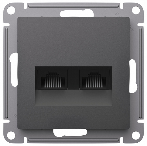 Systeme Electric AtlasDesign Базальт Розетка двойная компьютерная RJ45+RJ45, кат.5Е, механизм
