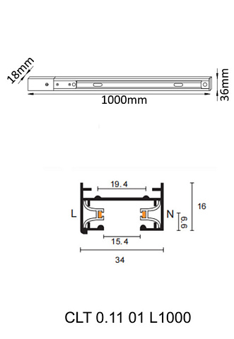 Шинопровод Crystal Lux CLT 0.11 01 L1000 BL