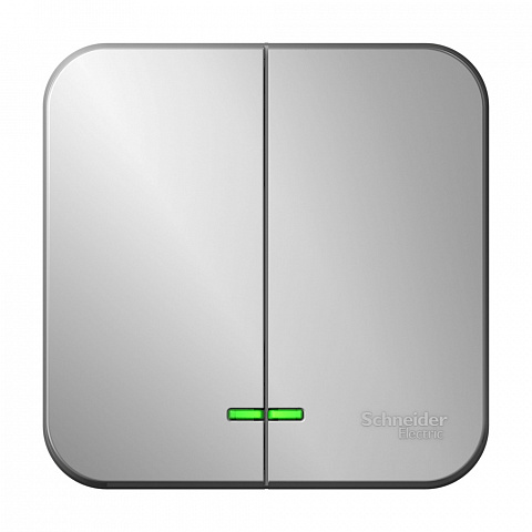 Systeme Electric Blanca наруж Алюминий Выключатель 2-клавишный с подсветкой 10А, 250B, изолир. пластина