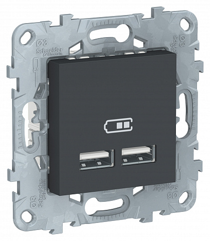 Schneider Electric Unica New Антрацит Розетка USB, двойная, 5 В / 2100 мА
