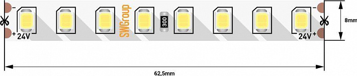 Светодиодная лента SWG 11,5W/m 128LED/m 2835SMD холодный белый 5M 003598