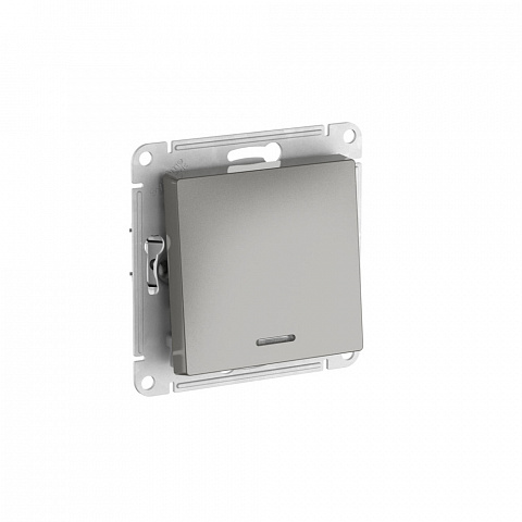 Systeme Electric AtlasDesign Сталь Переключатель 1-кл с подсветкой, сх.6а, 10АХ, мех., быстрозажим. клем.