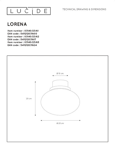 Потолочный светильник Lucide Lorena 03140/23/61