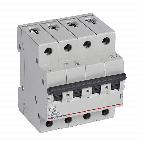 Legrand RX3 Автоматический выключатель 4P 6А (C) 4,5kA