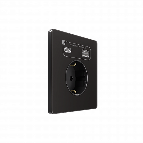 Systeme Electric Systeme Infinity Полярная ночь Розетка с заземлением со шт. с USB А+С 20Вт