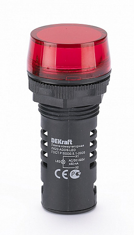 Dekraft Лампа комм. ADDS D22 LED кр. 220В AC/DC ЛK-22