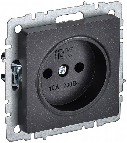 IEK BRITE BASE Черный Розетка 1-м б/з без защ штор 10А РС10-1-0-БрЧ