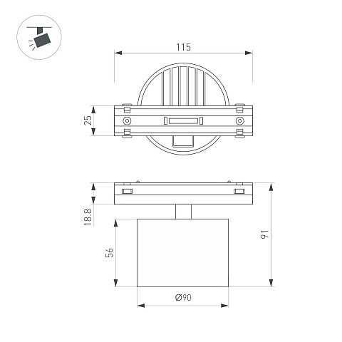 Трековый светодиодный светильник Arlight Mag-Vibe-Rondo-R90-10W Day4000 044475