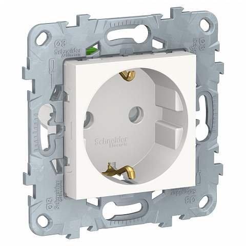 Schneider Electric Unica New Бел Розетка с/з со шторками, с быстрозажимными клеммами, 16А, 250В