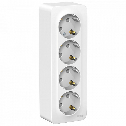 Systeme Electric Blanca наруж Бел Розетка 4-ая с/з со шторками 16А, 250В, изолир. пластина