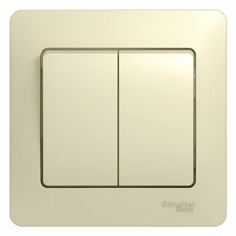 Systeme Electric Glossa Беж Выключатель 2-клавишный, сх.5, 10АХ (в сборе с рамкой)