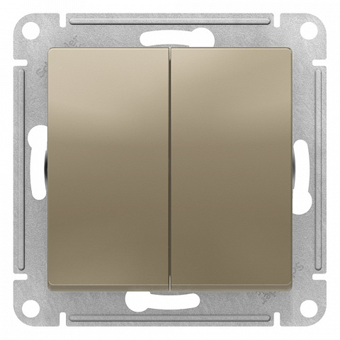 Systeme Electric AtlasDesign Шампань Выключатель 2-клавишный с самовозвратом, сх.2, 10А, механизм