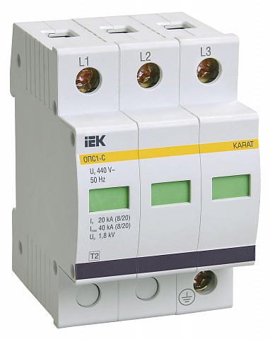 IEK KARAT Ограничитель имп. перенапр. ОПС1-C 3Р In=20kA Un=400B Im=40kA