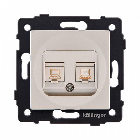 Розетка двойная Ethernet RJ45 Cat.5, золотой Kollinger REA-019GD для Aspekt, Eleganz, Reflex