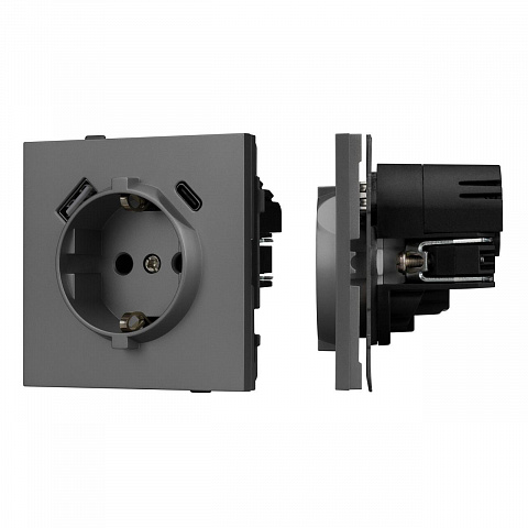 Механизм розетки с USB зарядкой SCT-TENDO-MUAC-SFPL-GR (230V, 16A) Arlight 054609