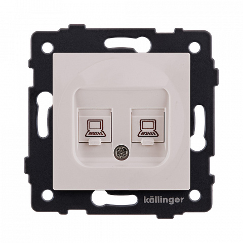 Розетка двойная Ethernet RJ45 Cat.5, кашемир матовый Kollinger REA-019CM для Aspekt, Eleganz, Reflex