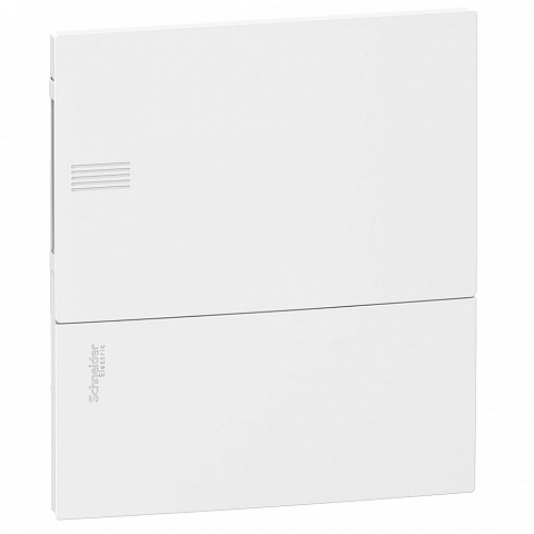 Schneider Electric RESI9 MP (Mini Pragma) Бокс встраеваемый с белой дверью 1 ряд/8 модулей, IP40, IK07, 63А, 2 клеммы, Италия