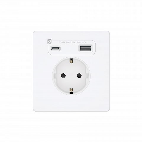 Systeme Electric Systeme Infinity Арктический лед Розетка с заземлением со шт. с USB А+С 20Вт