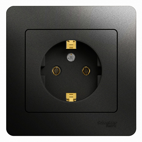 Systeme Electric Glossa Антрацит Розетка с/з, 16А (в сборе)