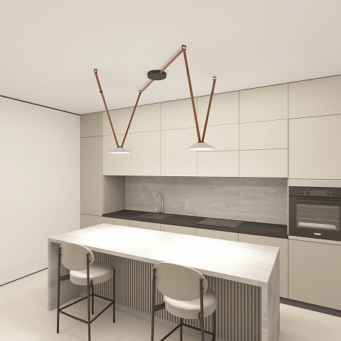 DK5564-WH+BK Cветильник для трека-ремня Belty, серия Flow, со светодиодом, D300*H71мм, 48V DC, 20W, RA90, 120°, 4000K, IP20, белый с черным, алюминий