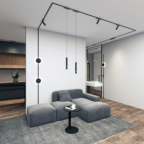 DK5377-BK Светильник для трека Air, серия Hang 2700-6500 со светодиодом, ?90*86mm, 48V DC, 4W, RA?95, 120°, 2700-6500K, IP20, черный, алюминий, стекло, акрил