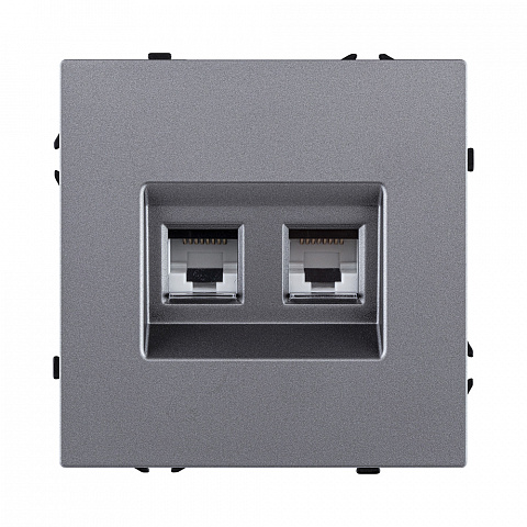 Розетка двойная Ethernet RJ45 Cat.6, серый Kollinger Eclipse EC-018GY