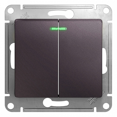 Systeme Electric Glossa Сиреневый туман Выключатель 2-клавишный с подсветкой, сх.5а, 10AX
