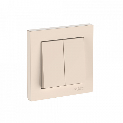 Systeme Electric AtlasDesign Бежевый Выключатель 2-клавишный, сх.5, 10АХ, в сборе, быстрозажим. клем.