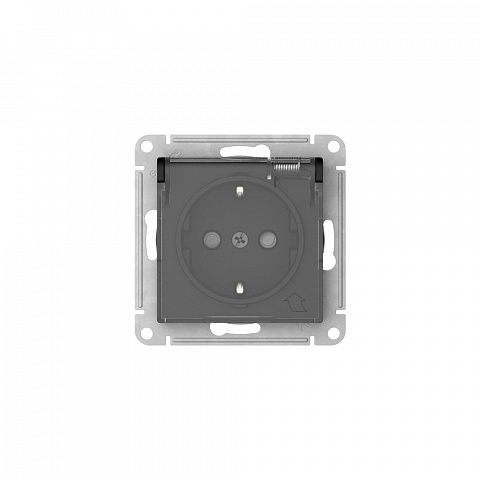 Systeme Electric AtlasDesign Aqua Карбон Розетка с зазем. со шт. с прозрач. крыш, 16А, IP44, мех., быстрозажим. клем.