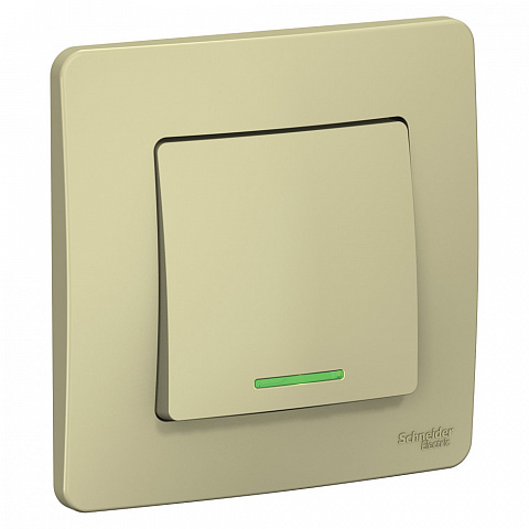 Systeme Electric Blanca внутр Беж Выключатель 1-клавишный (cх.1) с подсветкой, 10А, 250B