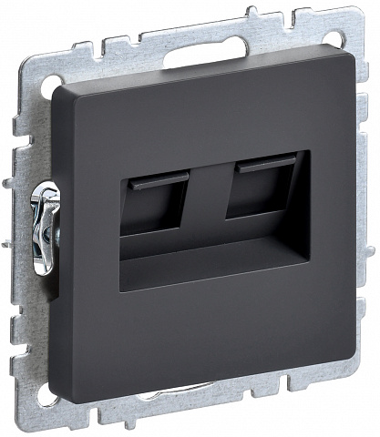 IEK BRITE BASE Графит Розетка двойная RJ11+RJ45 кат.5E РК/Т12-БрГ