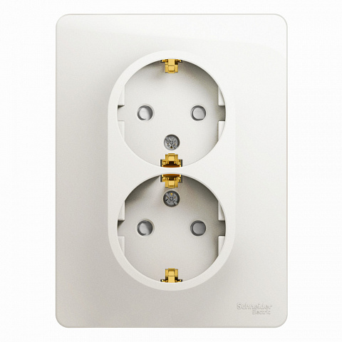 Systeme Electric Glossa Перламутр Розетка 2-ая с/з со шторками, 16А (в сборе)