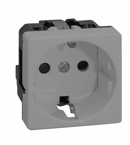 Simon 27 Мех Серая Розетка 2к+з Schuko с шторками, винтовой зажим, 10/16А 250V